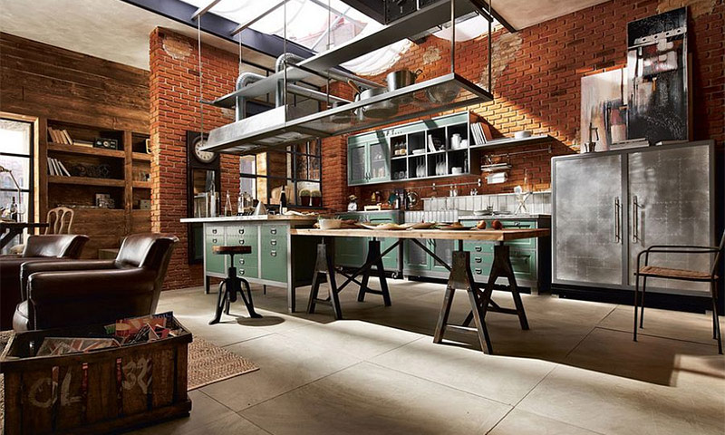Loft stílusú konyha - belsőépítészet